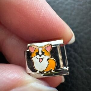 Stainless Steel Corgi Italian Charm for Charm Bracelet
